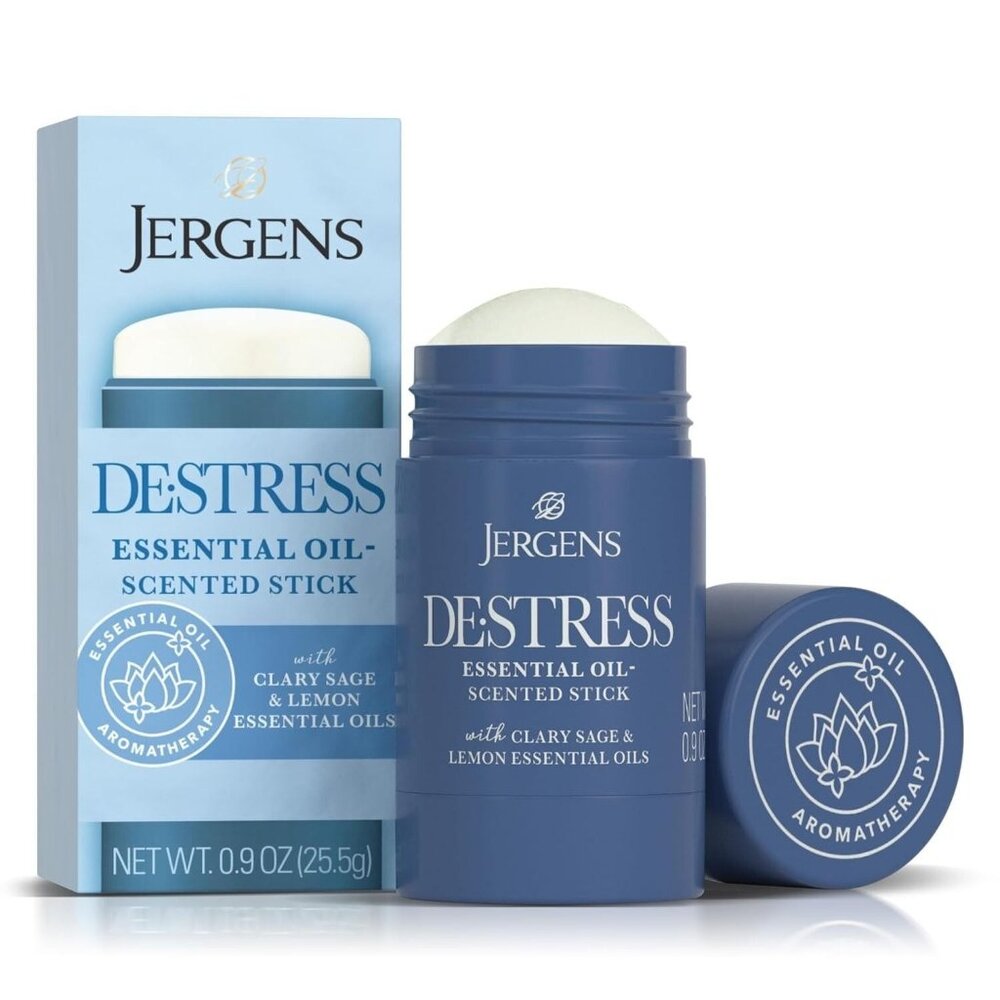 2 Jergens Destress Essential Oil-Scented Stick Clary Sage & Lemon 0.9 Oz Each